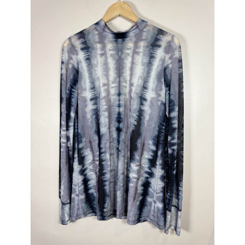logo layers by lori goldstein Womens Blouse Mock Neck Mesh Tie Dye L Artsy 90s